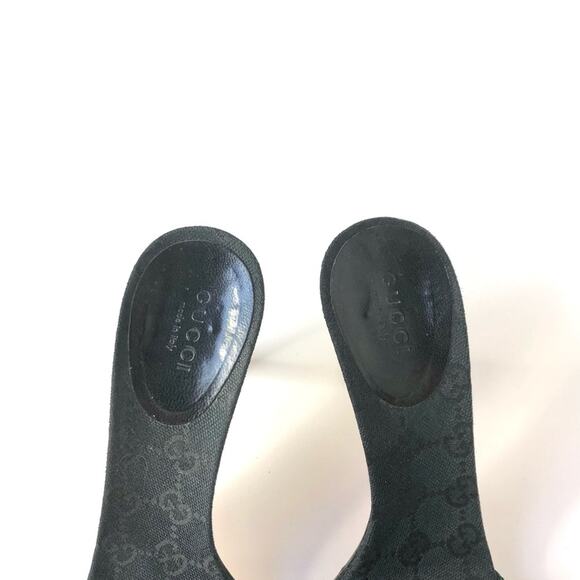 Vintage Gucci GG Supreme Web Stripe Monogrammed Mules Slip On Sandals 6.5 - Picture 4 of 9